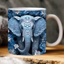 3D Elephant Flowers Mug – Customizable Ceramic Coffee Mug for Animal Lovers