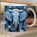 3D Elephant Flowers Mug – Customizable Ceramic Coffee Mug for Animal Lovers