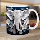 3D Elephant Flowers Mug – Customizable Ceramic Coffee Mug for Animal Lovers