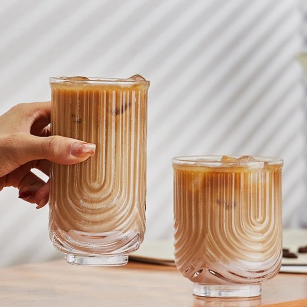 American Ice Latte Glass Coffee Cup – Chic Kawaii Wave Design for Stylish Beverage Lovers - Image 4
