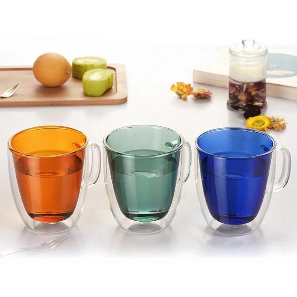Colourful Double Walled Transparent Coffee Mug - Image 2