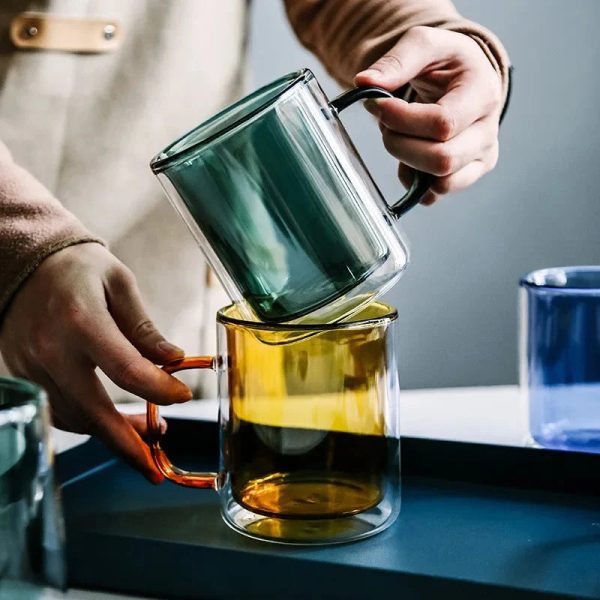 Colourful Glass Double Walled Coffee Mug - Image 3