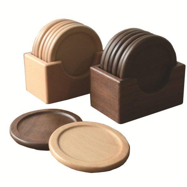 Japanese Style Six Piece Wooden Coaster Set - Image 4